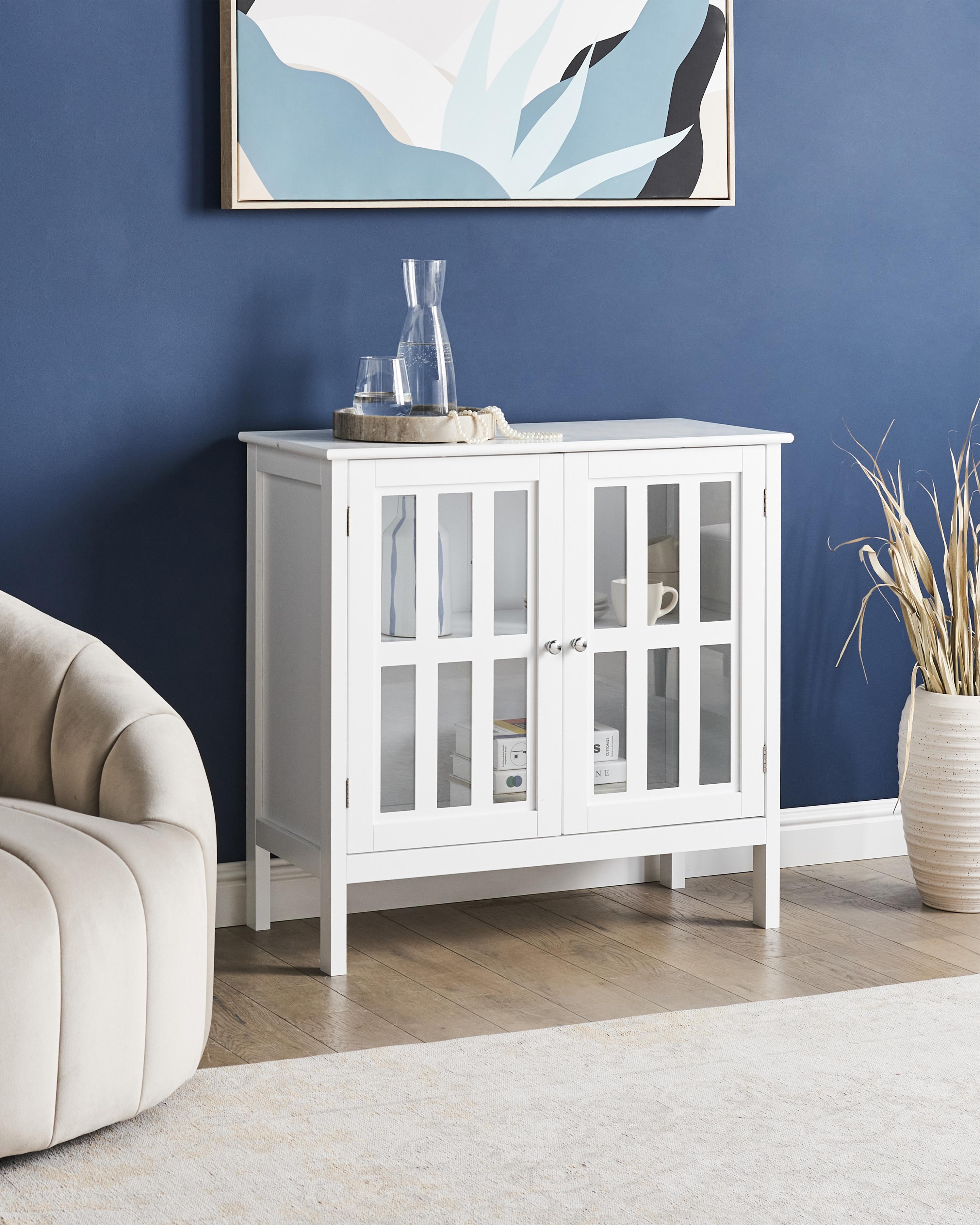 Dressoir met glazen deuren MIRAM 80 cm Wit