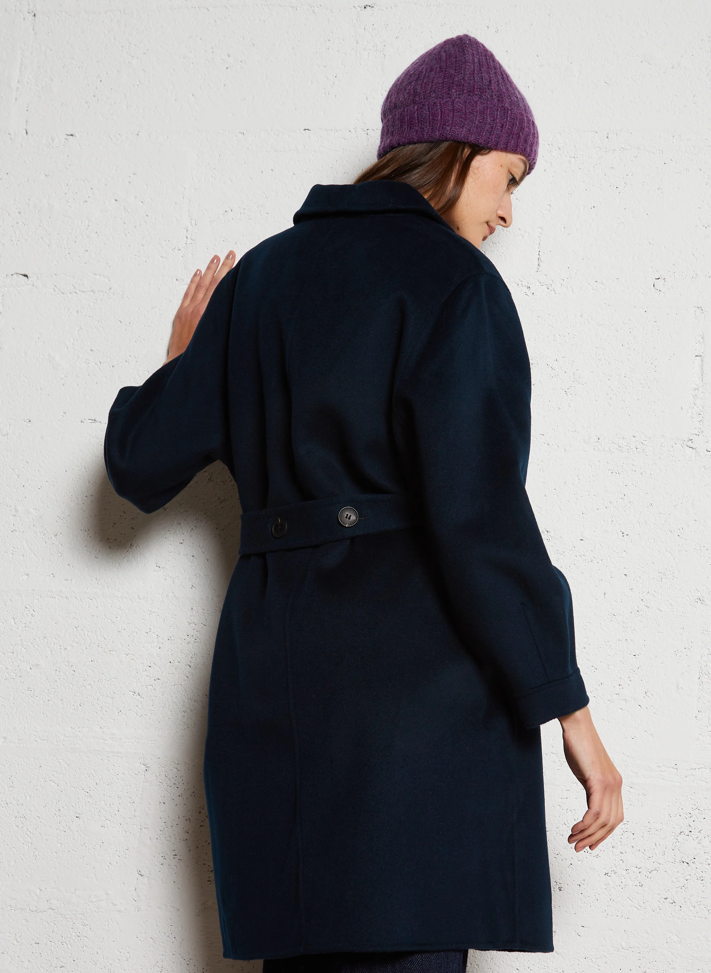 GERMAINE - Manteau col classique en laine | Bleu