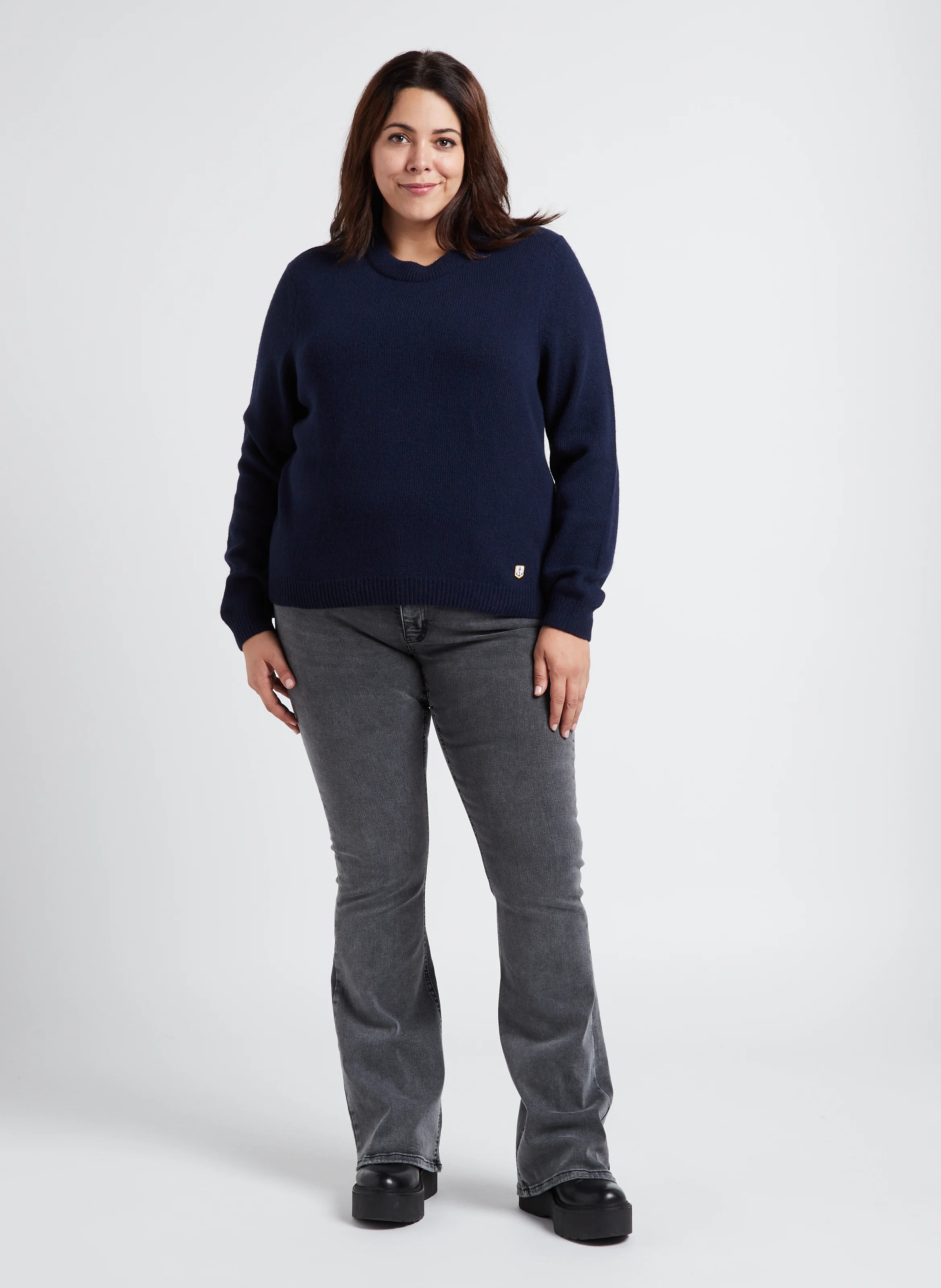 Jean boot-cut en coton mélangé | Gris