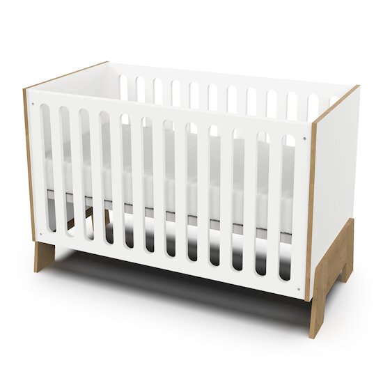Albizia Lit bébé   Blanc / chêne        60 x 120 cm   de               CBA Meubles