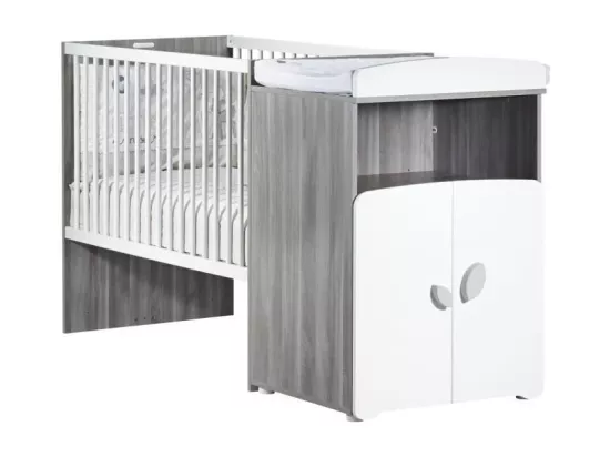 Lit combiné évolutif 120x60 en 90x190 en bois gris