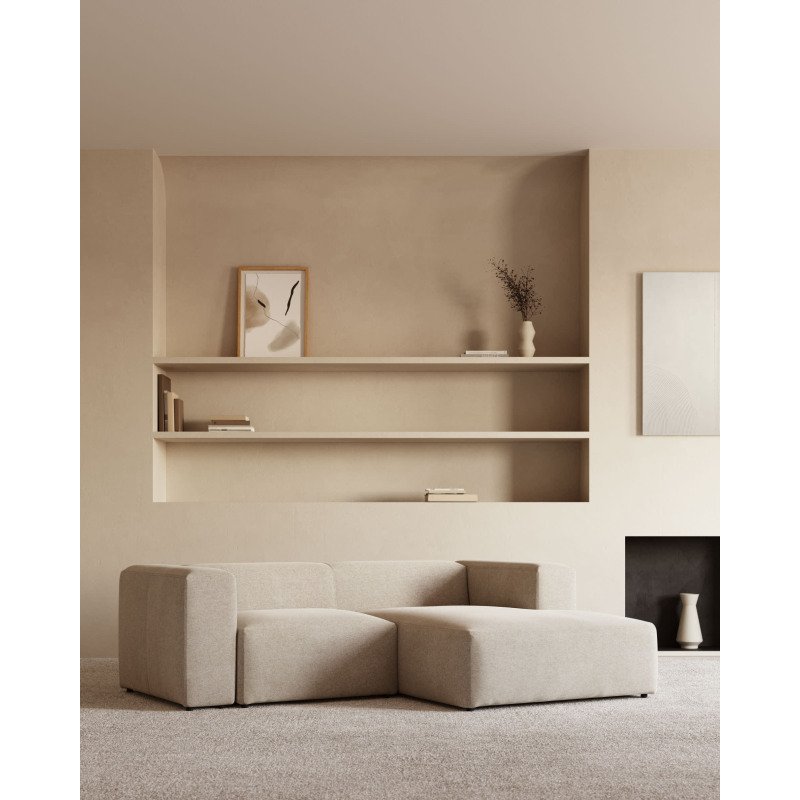 Canapé Blok 2 places méridienne droite beige 240 cm
