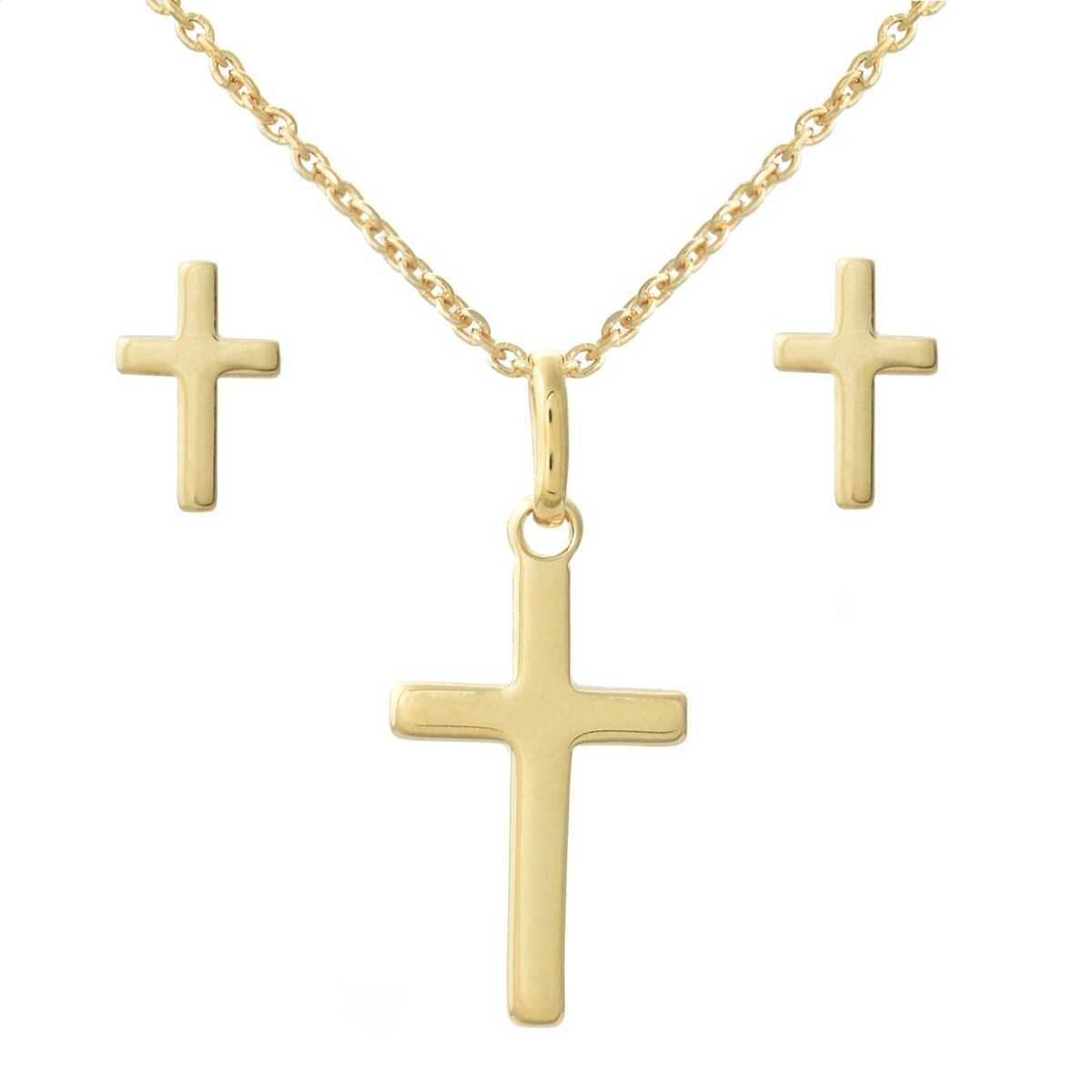 Parure pendentif croix Plaqué OR 750 3 microns