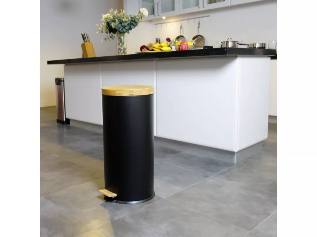 Poubelle de cuisine à pédale FOREST Noir Acier inoxydable 30 L
