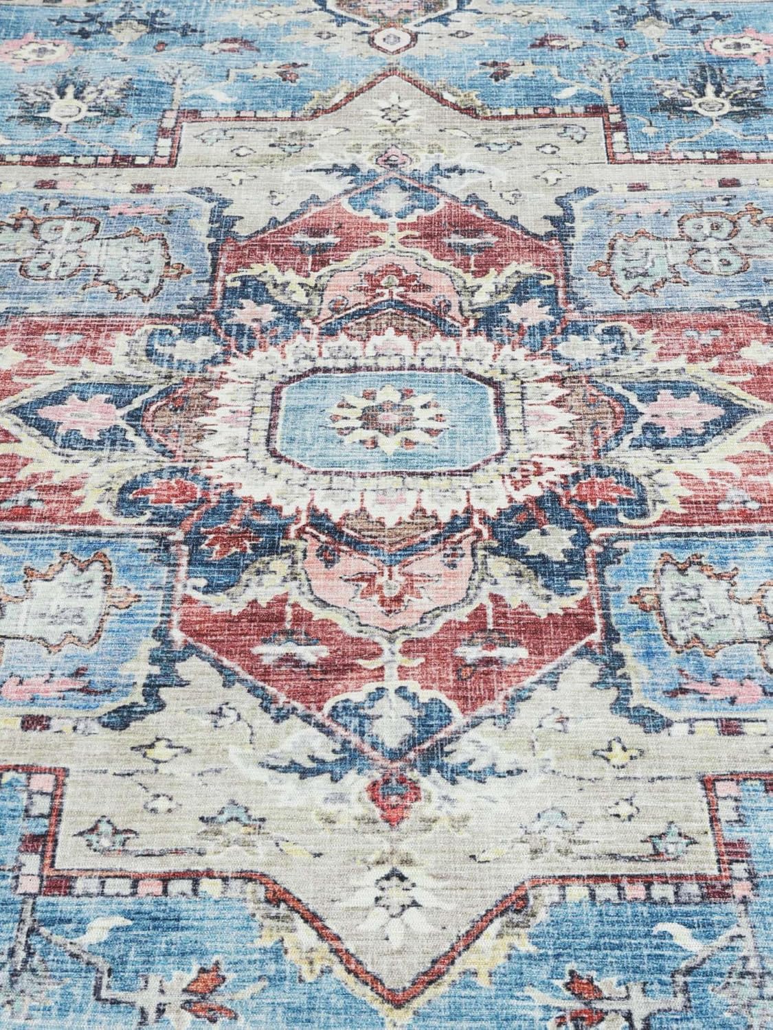 RugVista Georgia Oriental, Teppich, Moderne Teppiche, 230 x 160 cm, Rechteckig, Mittlerer Stapel, Wohnzimmer, Schlafzimmer, Maschinenwäsche, Oeko_tex_100, Blau/Multi
