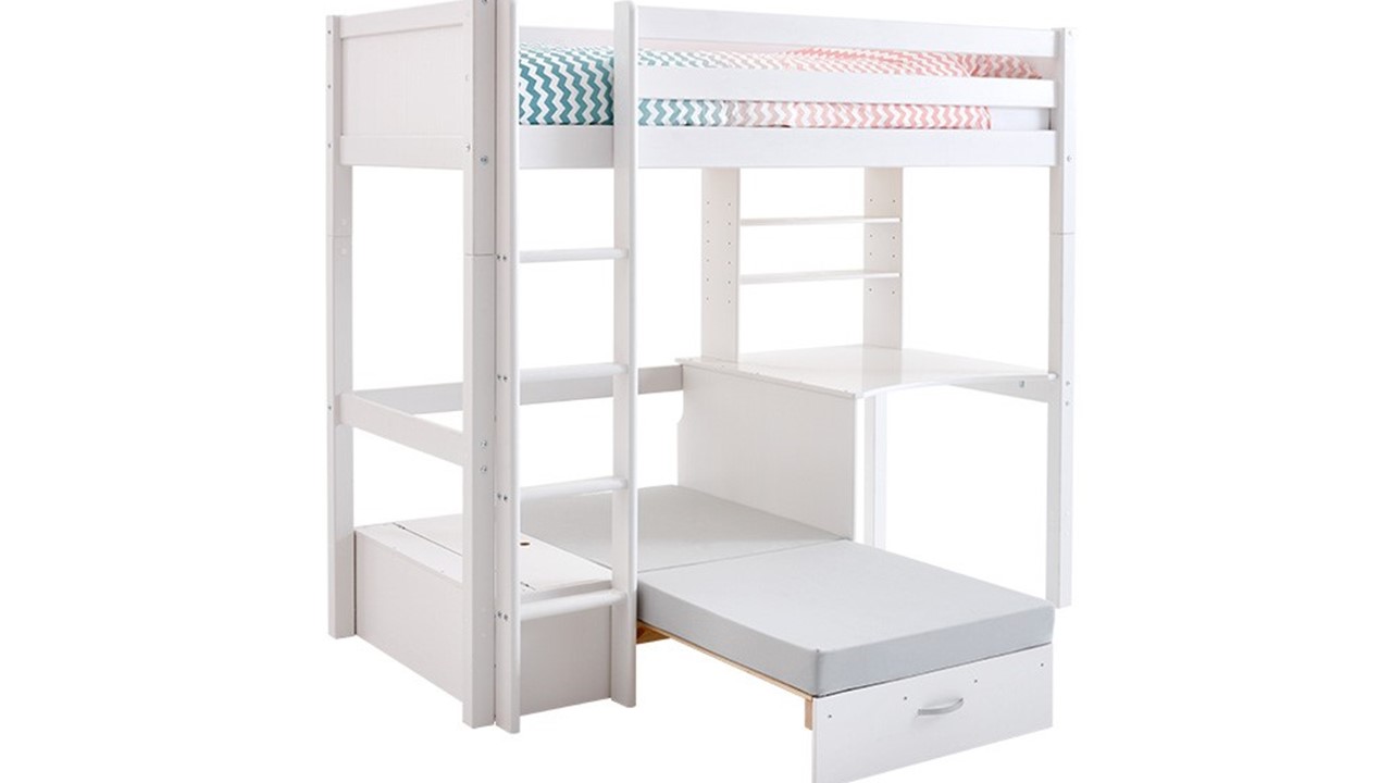 Hoogslaper Jip met bedbank en bureau wit