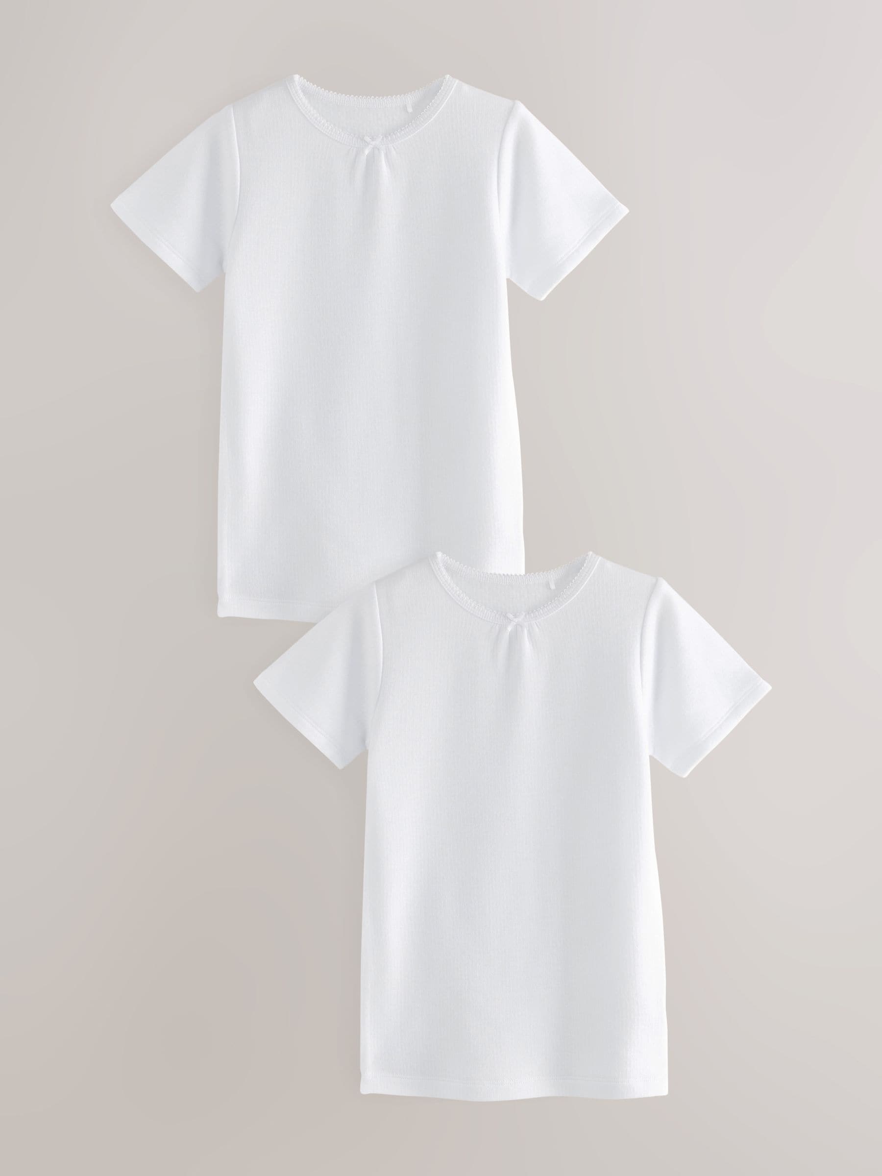 Wit - Set van 2 thermische T-shirts met striksluiting, (2-16jaar)