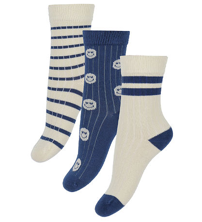 Minipop Socken - Rib - Bambus - 3er-Pack - Kobalt Mix