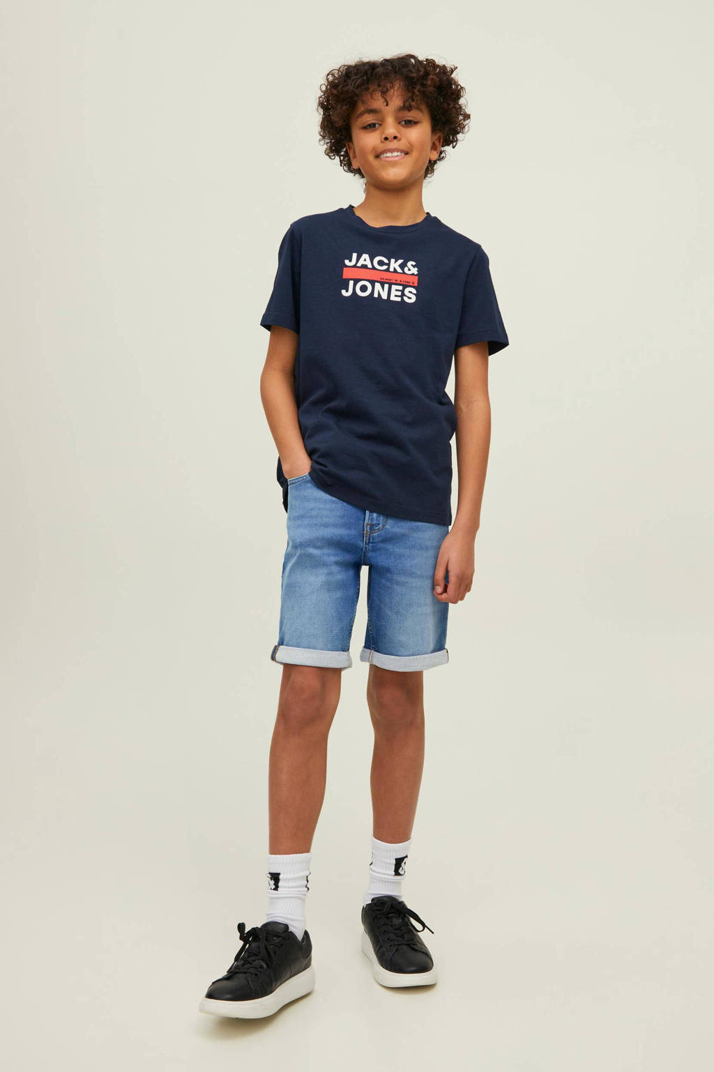 JACK & JONES regular fit jeans bermuda JJIRICK stonewashed