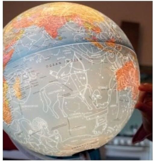 Wereldbol Globe met verlichting - blauw - 30 cm - Topografie/aardrijkskunde - kunststof