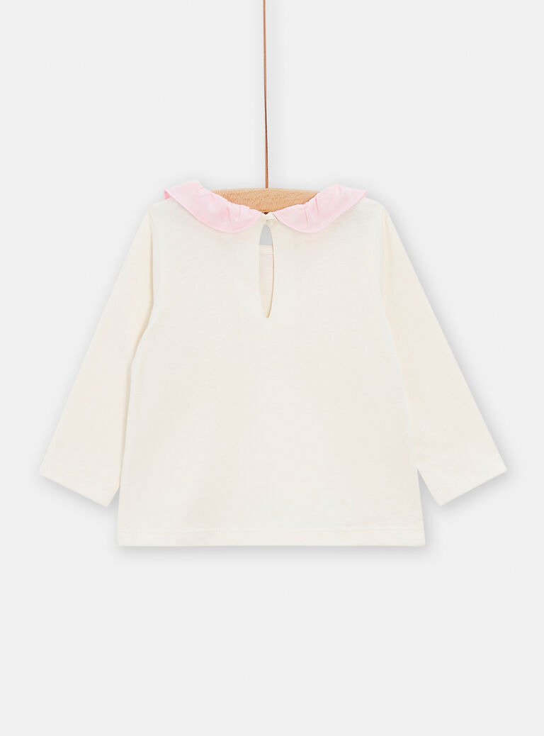 Brassière écrue à col rose pour bébé fille