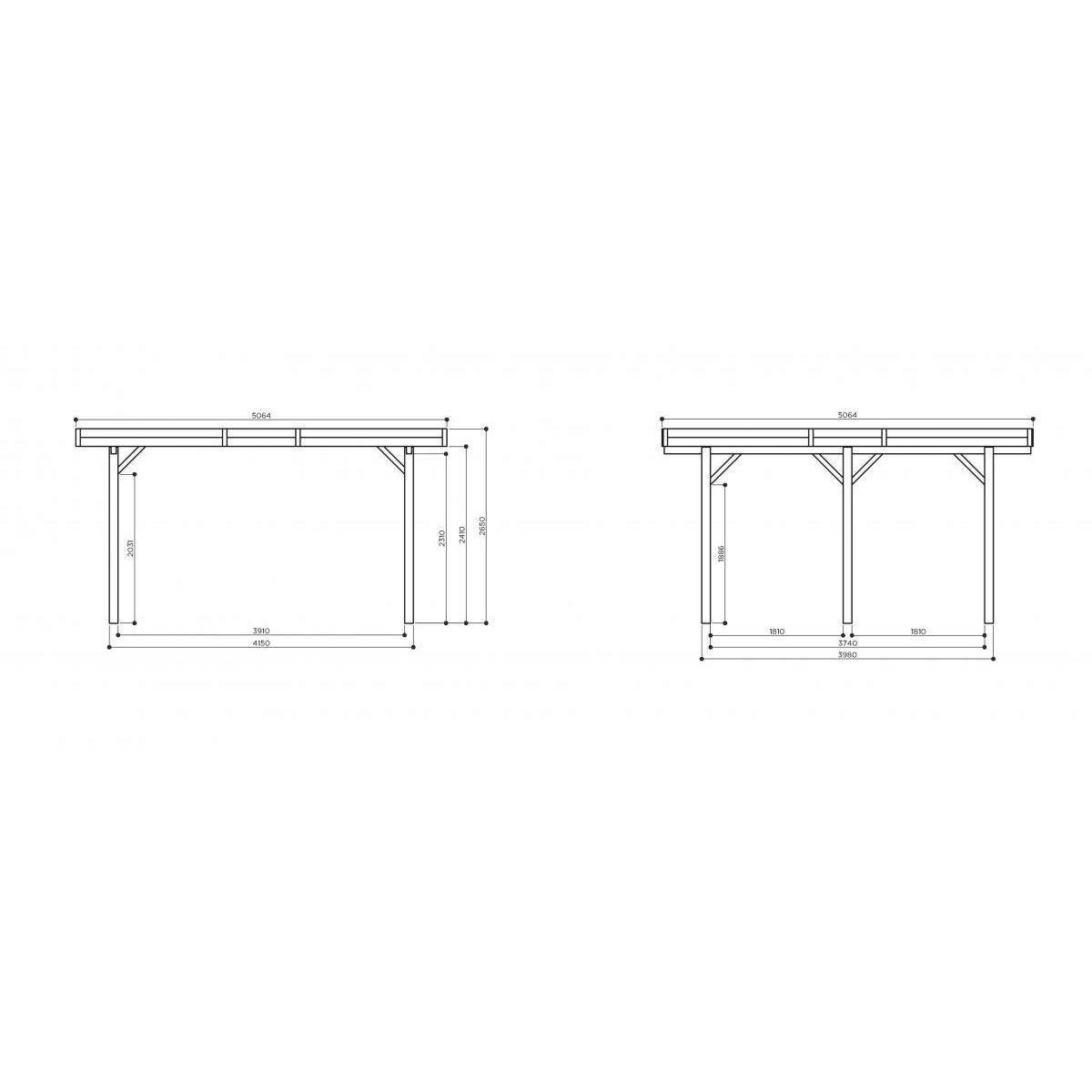 Carport superia base 500x500cm hauteur 273cm