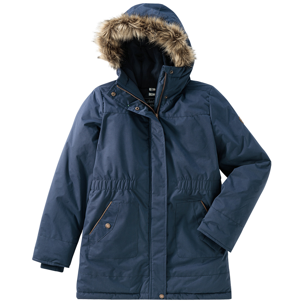 Yigga Mädchen Parka mit Fake-Fur dunkelblau