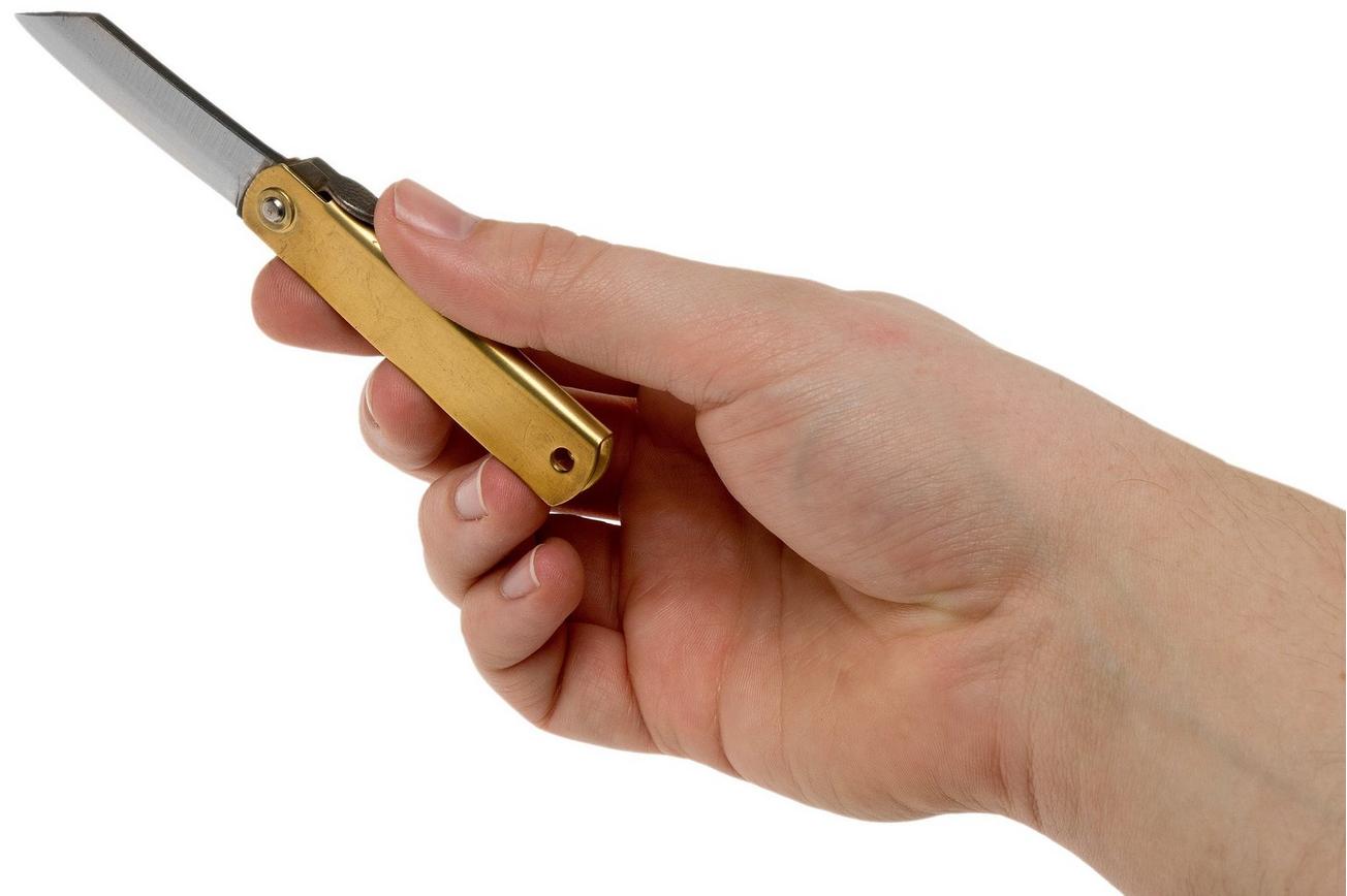 Higonokami zakmes 5 cm HIGO75BRS, SK-koolstofstaal, messing