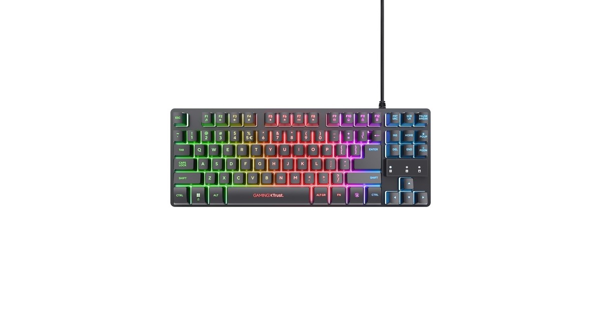 TrustGXT 833 Thado TKL gamingtoetsenbord , gaming toetsenbord  (Zwart, US lay-out, Membraan, TKL, RGB)