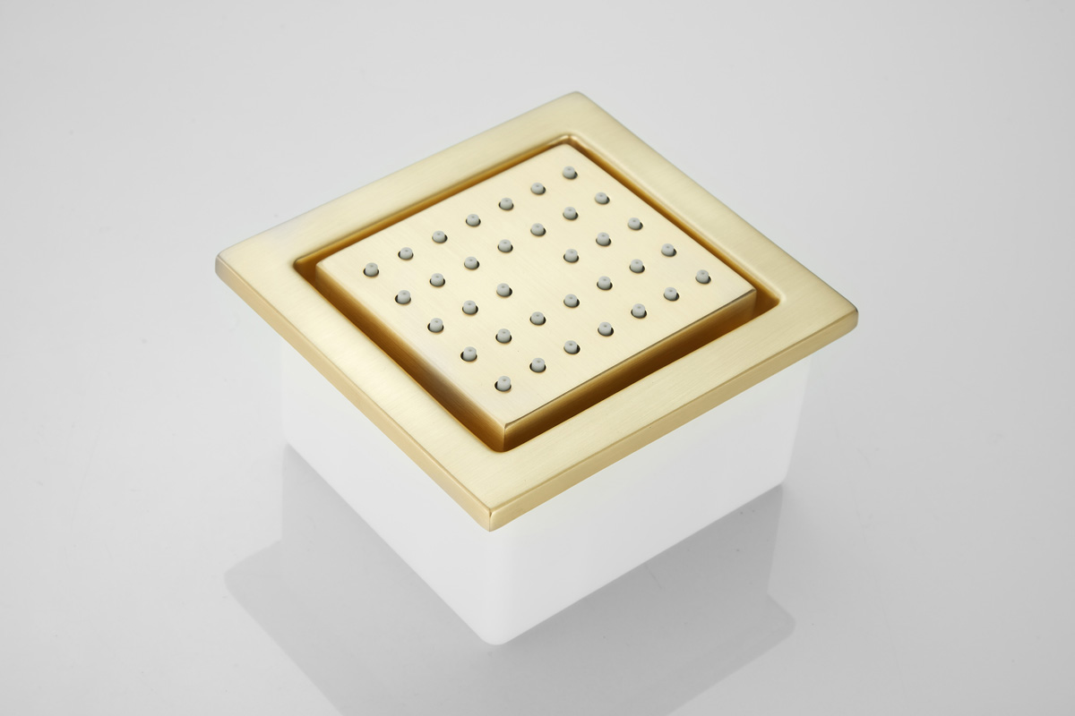 Saniclear Brass inbouw massage jet vierkant geborsteld messing - mat goud