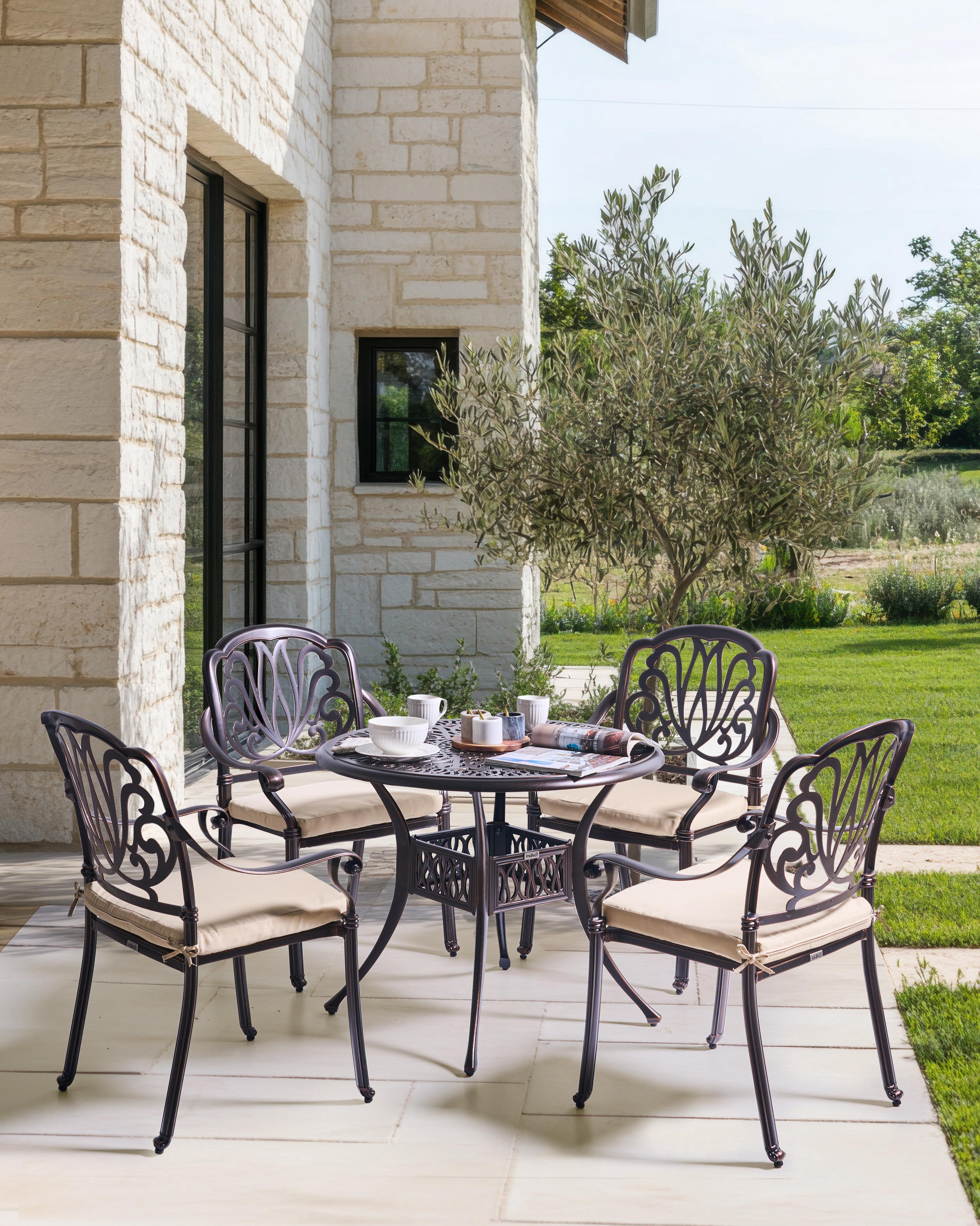 Set van 4 stoelen met zitkussen ANCONA Metaal Donkerbruin