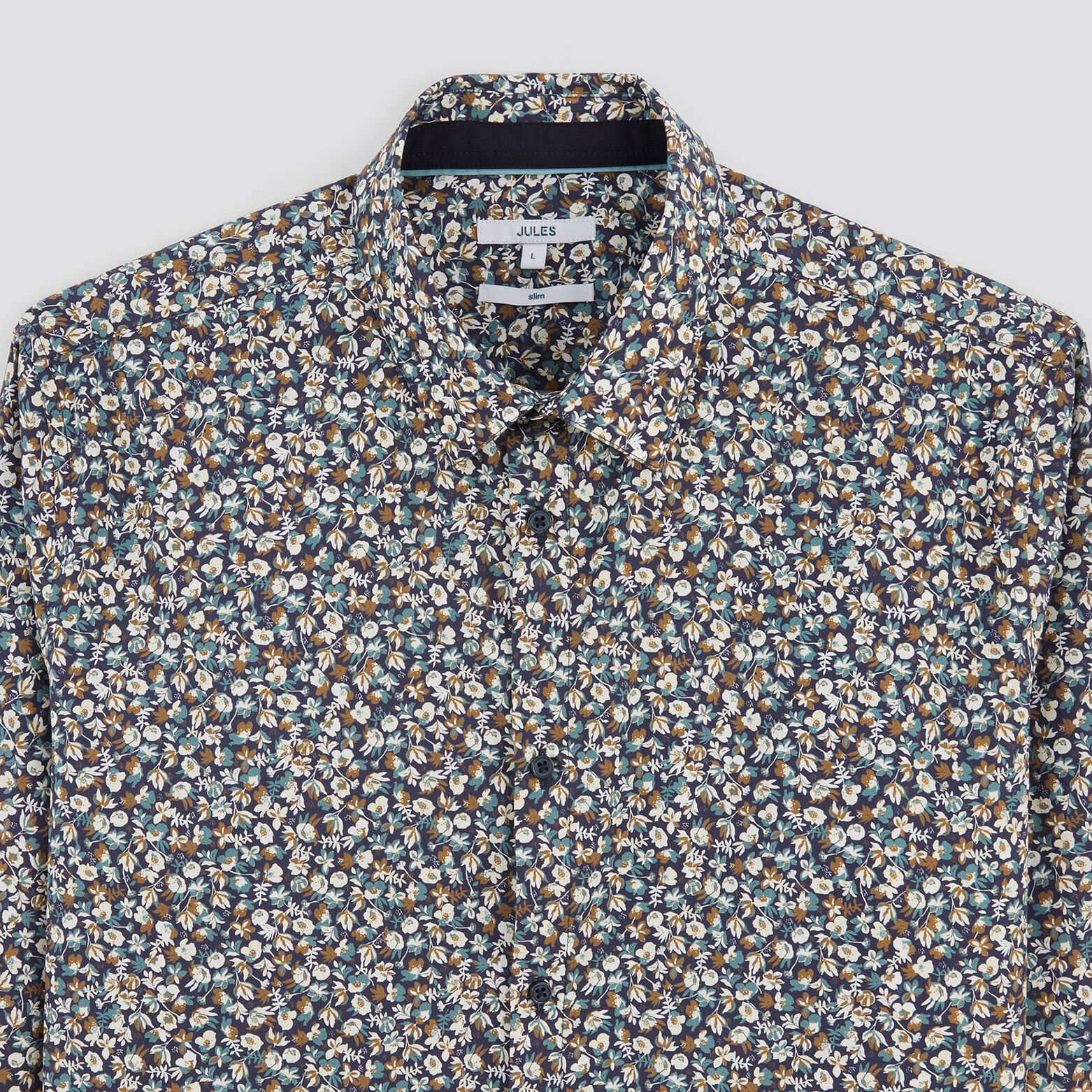 Chemise slim imprimé fleur coton biologique Jaune foncé