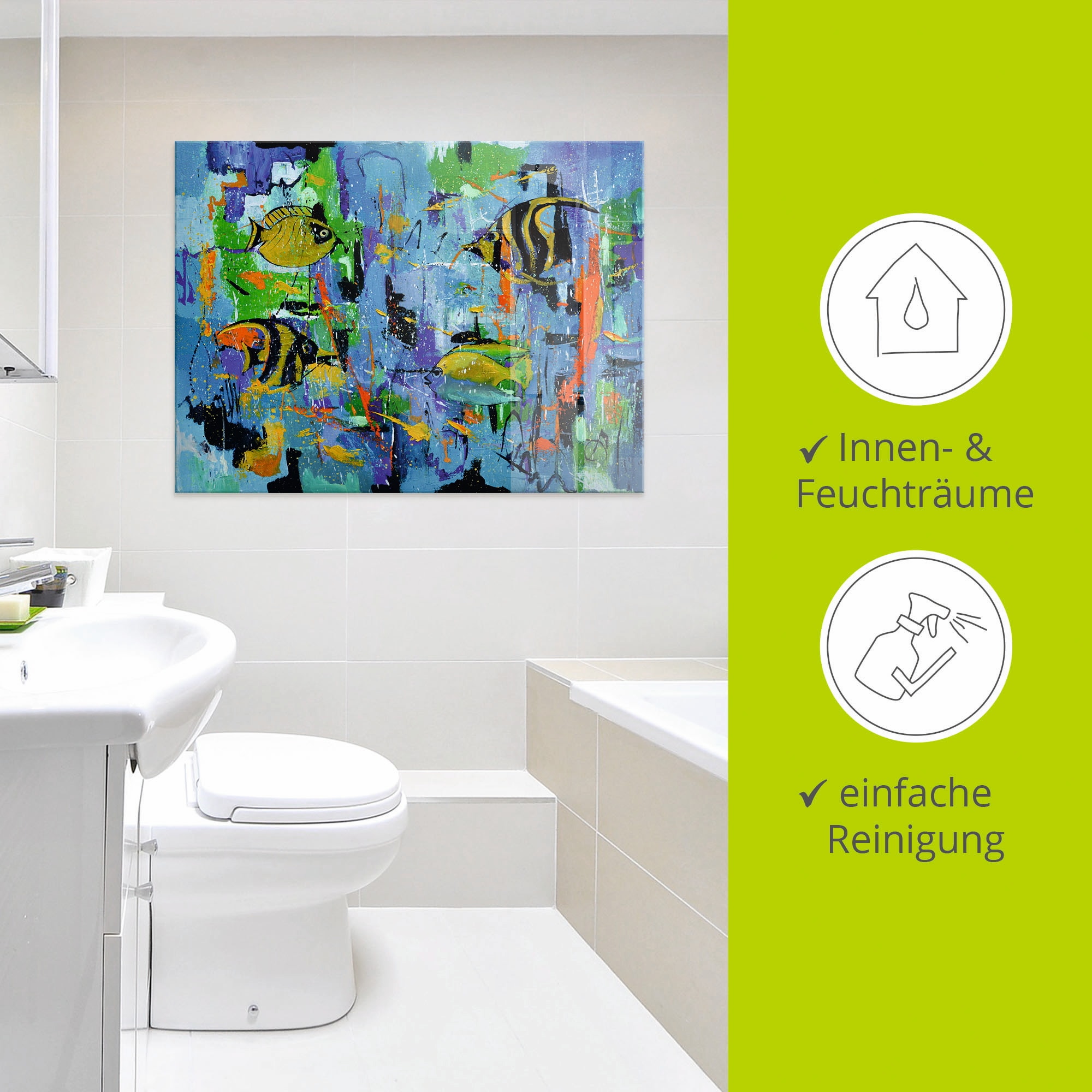 Artland Glasbild »Abstrakt Fische Blau« Wassertiere 1 Stk. tlg. in verschiedenen Grössen