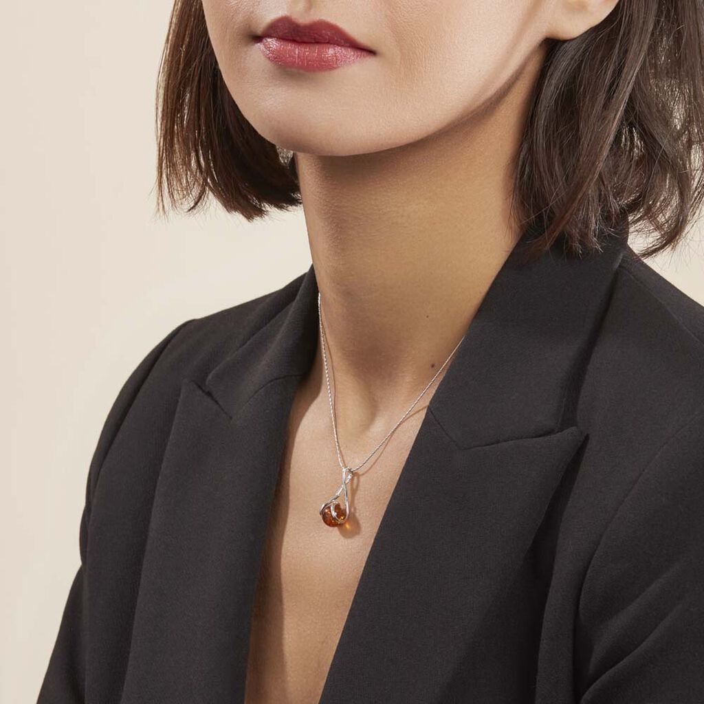 Collier Argent Blanc Derya Ambre