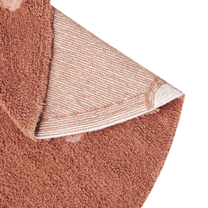 Lorena Canals - Round Dot Teppich, Ø 140 cm, chestnut / rose