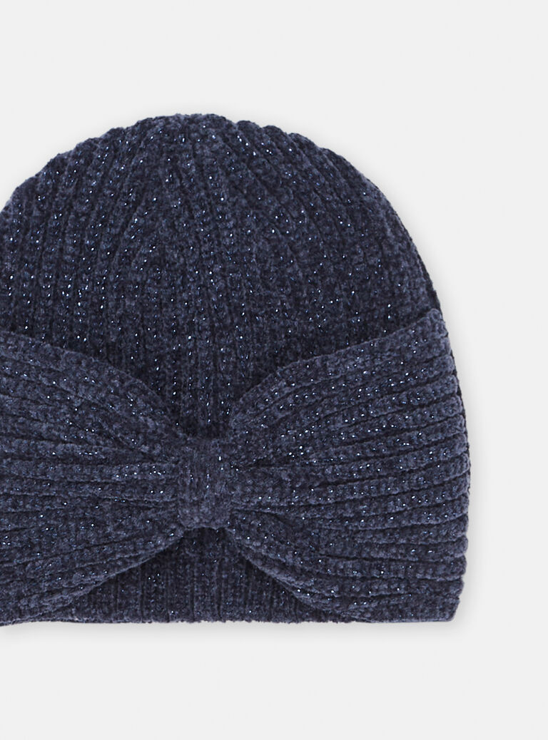 Bonnet bleu marine en maille côtelé