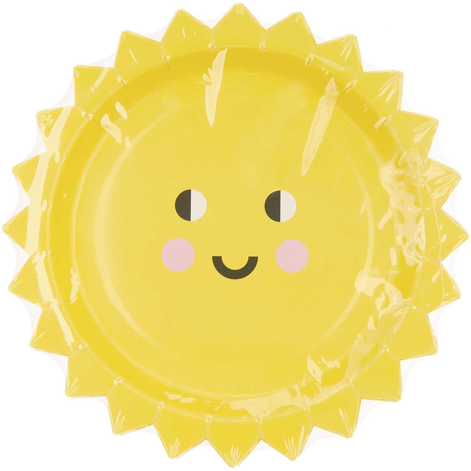 Pappteller SONNE 8 Stück in gelb