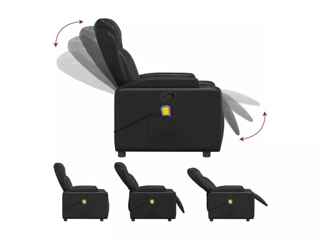 Fauteuil massant inclinable Noir Similicuir