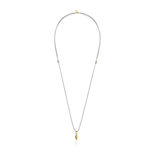 Colar Magic Nature com cordão cinza e peridoto