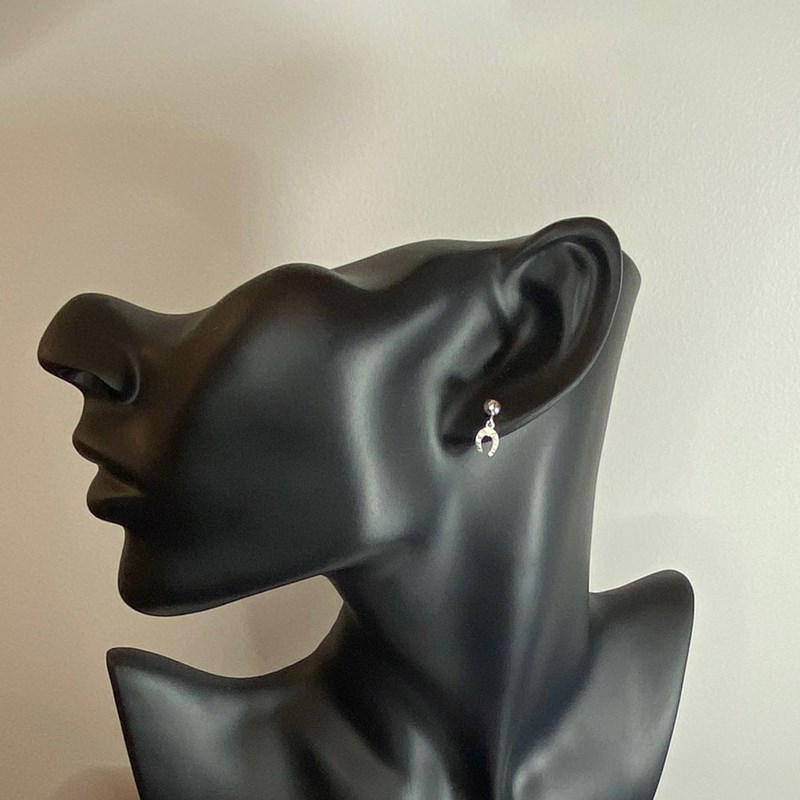 Boucles d'oreilles pendantes fer à cheval - Argent massif