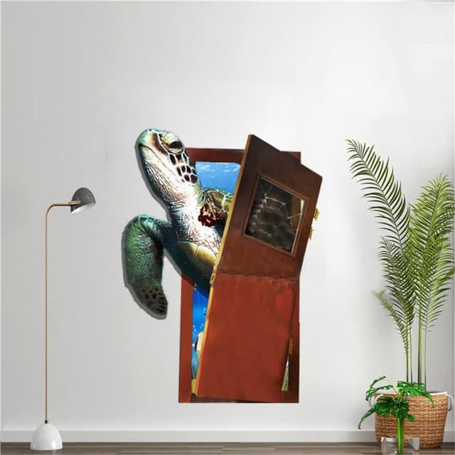 45 x 60 cm havskildpadde vægindretning selvklæbende mærkattapet