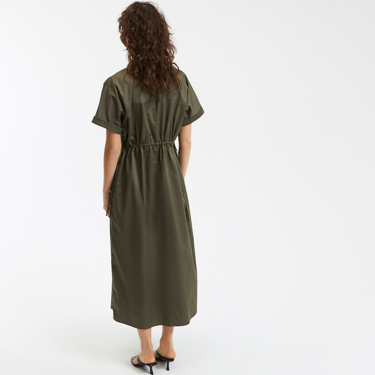 COLEÇÕES LA REDOUTE<br>Vestido longo com gola de camisa, ajustado na cintura