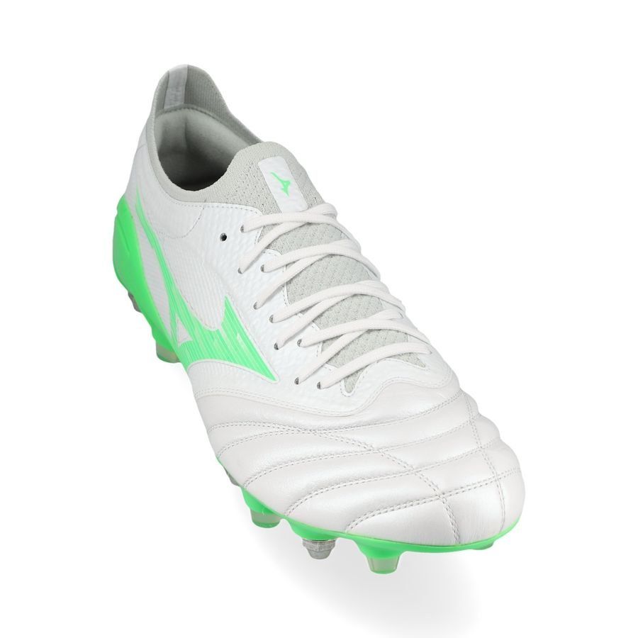 Mizuno Morelia Neo IV Beta Elite SG Frontier - Blanc/Vert Néon/Cool Gray