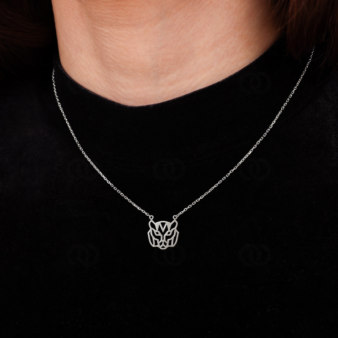 Collier 925 Silber rhodiniert Tiger 42cm
