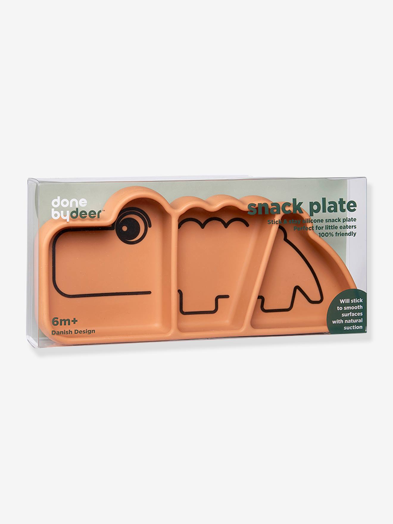 Prato de silicone amarelo escuro liso Stick&Stay Croco da DONE BY DEER.