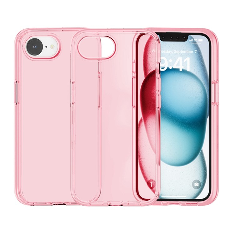 iPhone 16e Hybrid Hardcase Hülle mit TPU Bumper - Pink / Transparent
