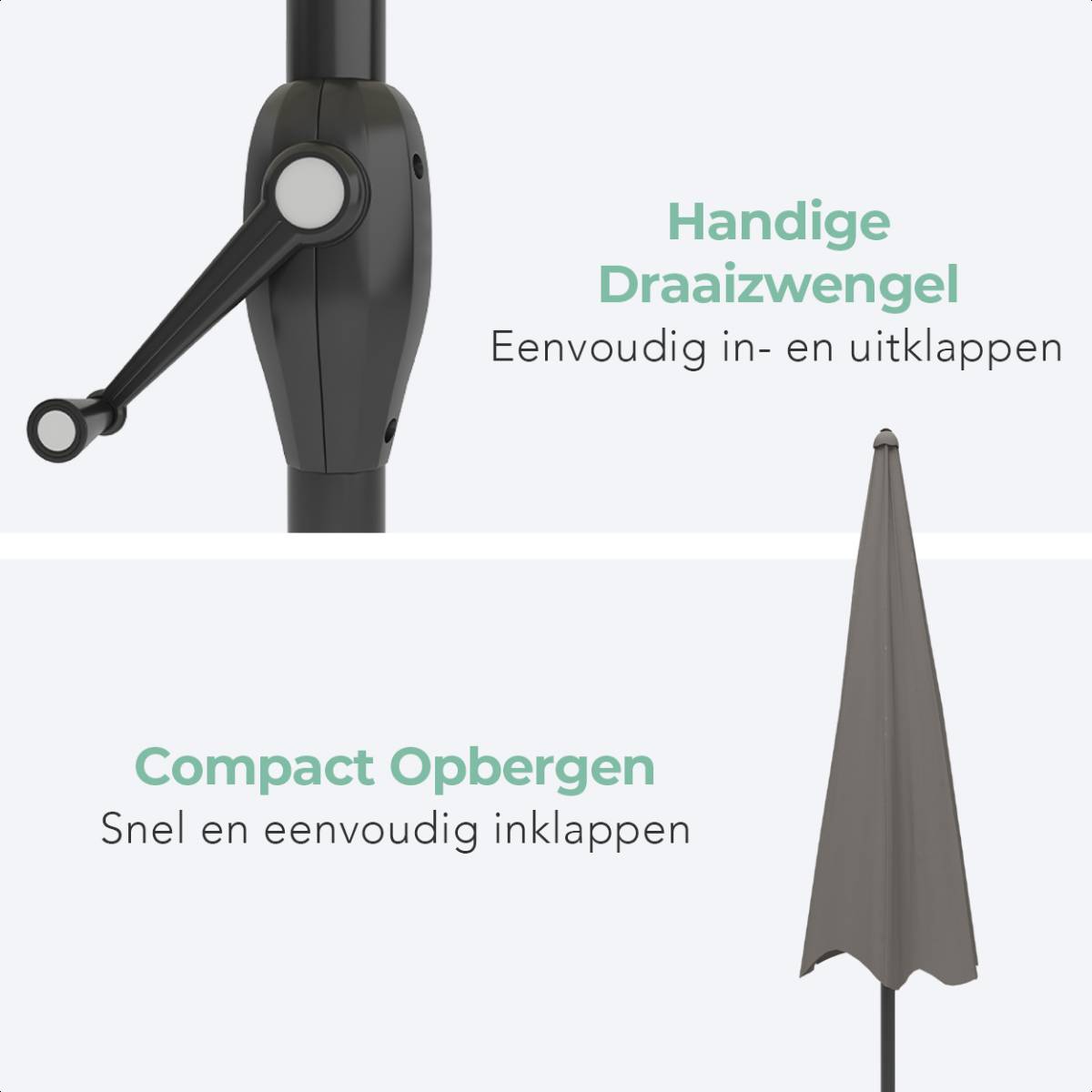 LifeGoods 270 cm parasol met hoes - Taupe