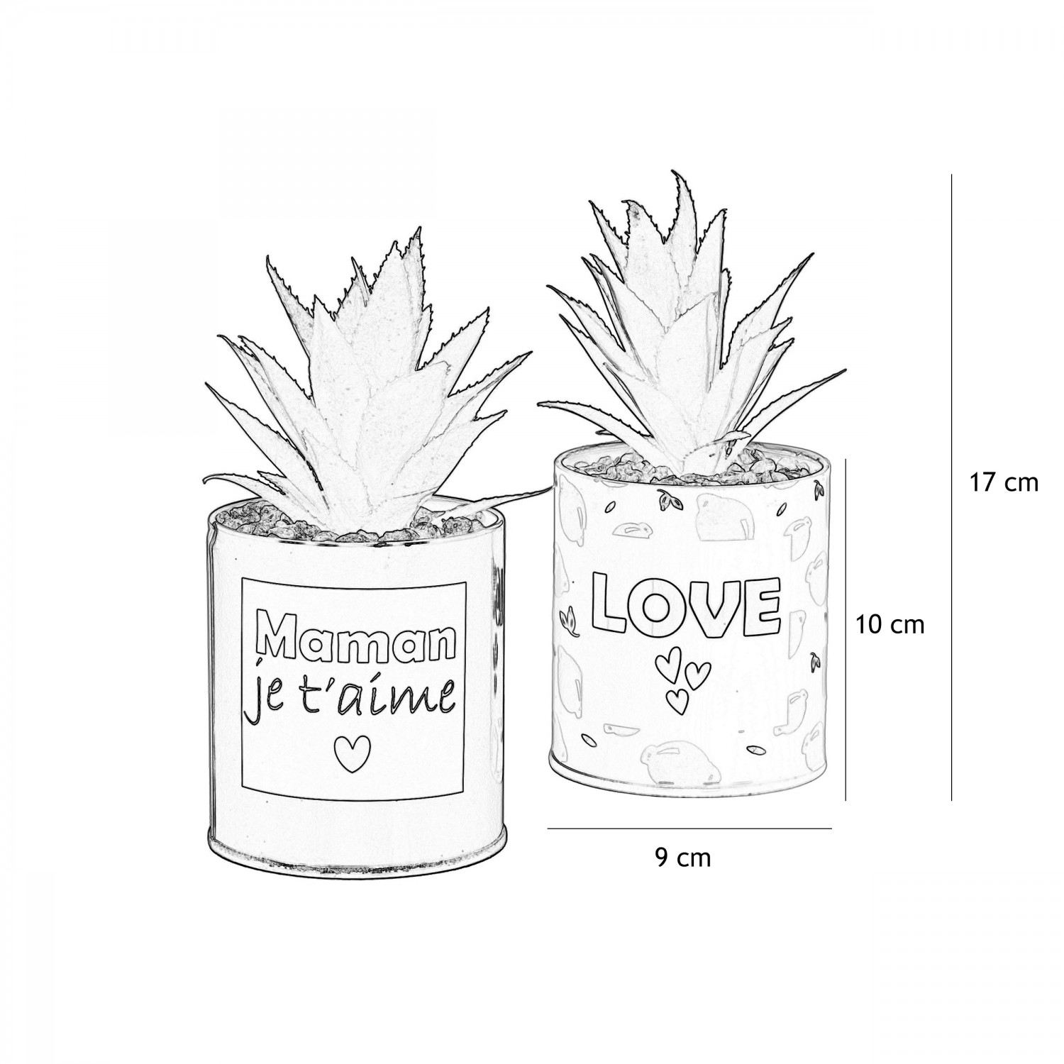 Succulente artificielle en pot 17cm lot de 2