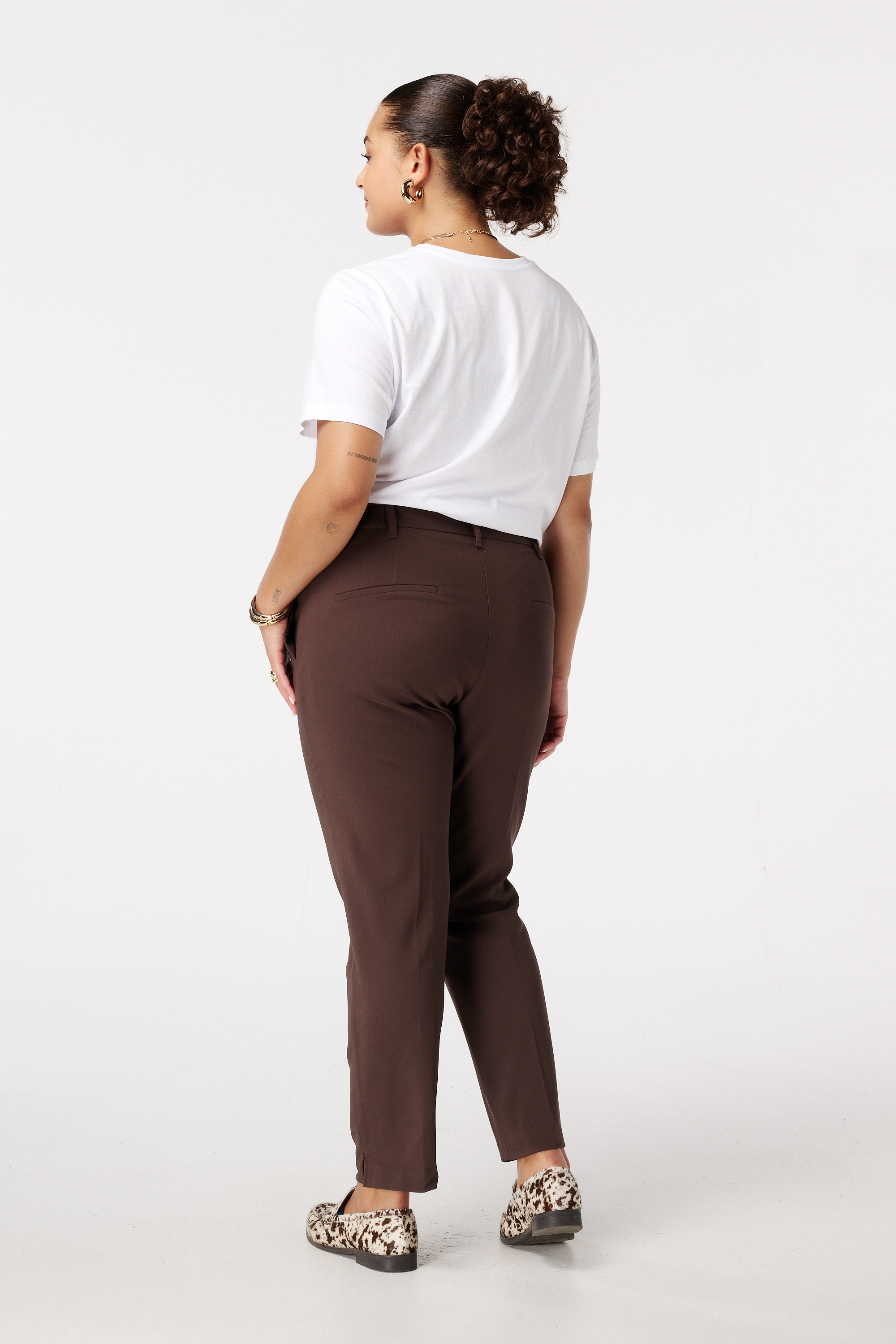 Straight leg pantalon Donker bruin