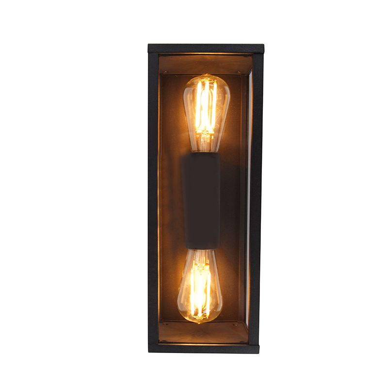 Industriële wandlamp zwart 38 cm 2-lichts IP44 - Charlois