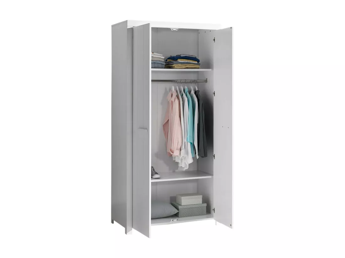 GASTON - Armoire 2 Portes Laqué Blanc