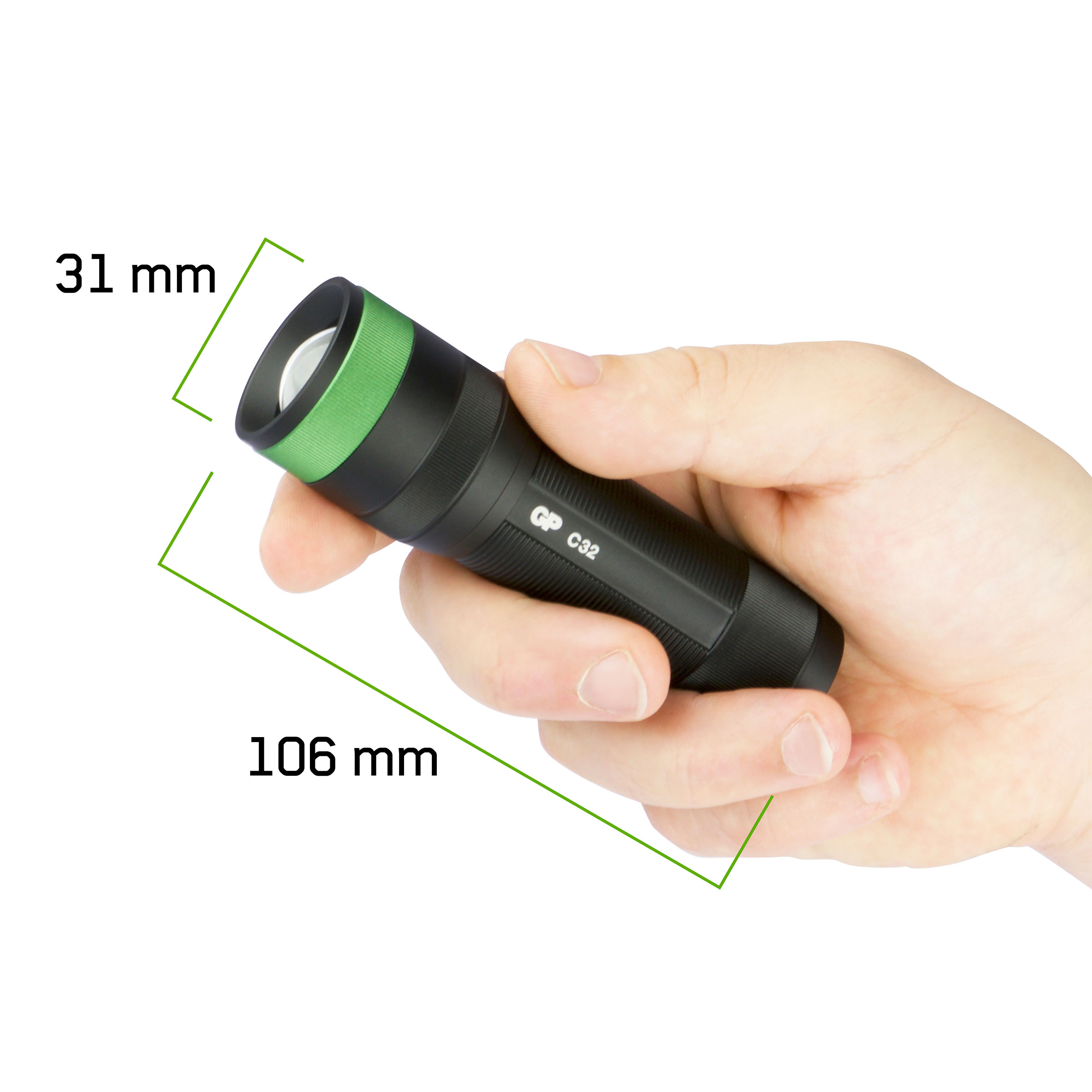 GP C32 300 lumen zaklamp - Black