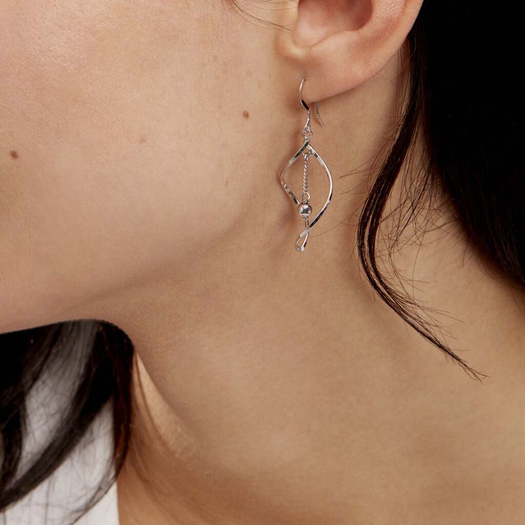 Boucles D'oreilles Pendantes Melaine Argent Blanc