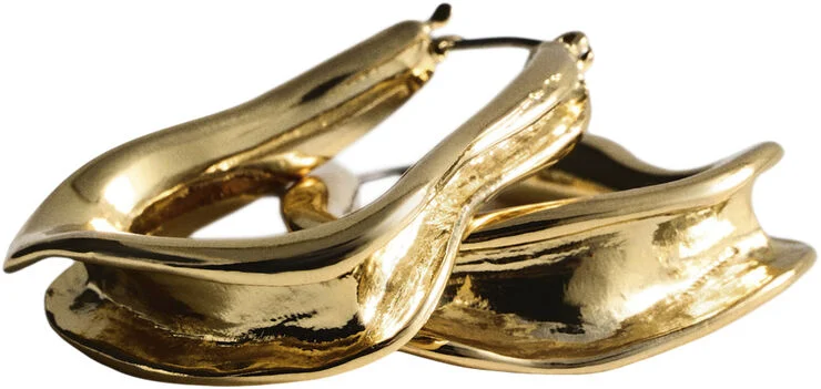 MANGO Twisted hoop earrings Gold