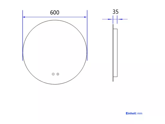 EMKE Miroir lumineux salle de bain rond diamètre 60cm rétro-éclairage sans cadre, Interrupteur Tactile, Miroir LED Blanche Froide/Neutre/Chaude