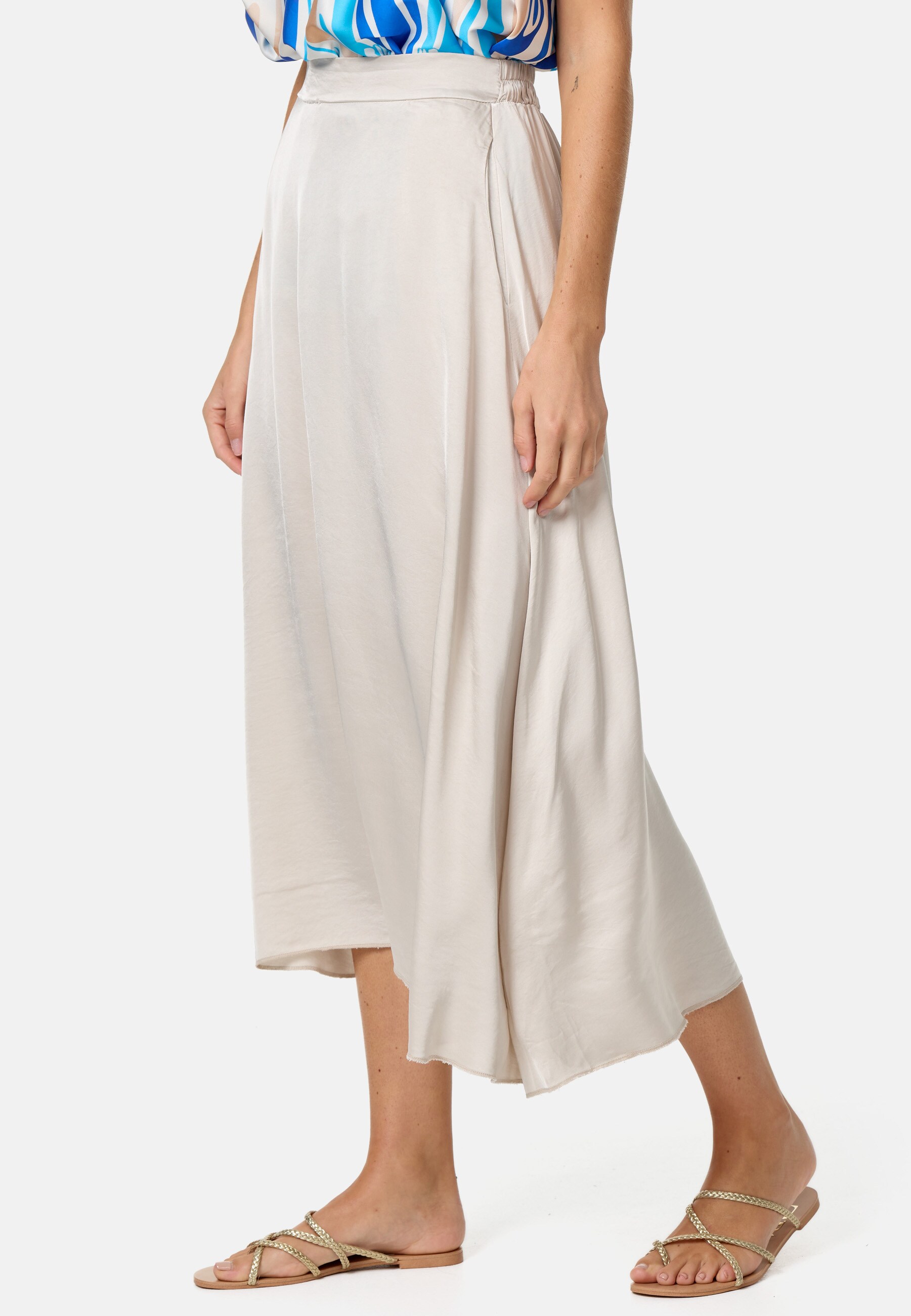 PM SELECTED Damen Eleganter Maxirock Midi Business A-Linien Satin Rock PM29