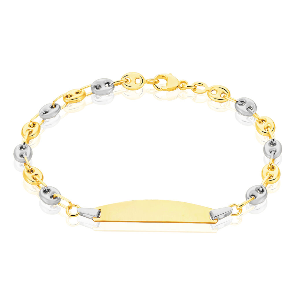 Bracelet Identité Evin Maille Grain De Cafe Or Bicolore