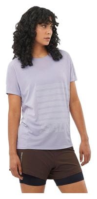 Maillot manches courtes Salomon Sense Aero Graphic Bleu/Blanc Femme