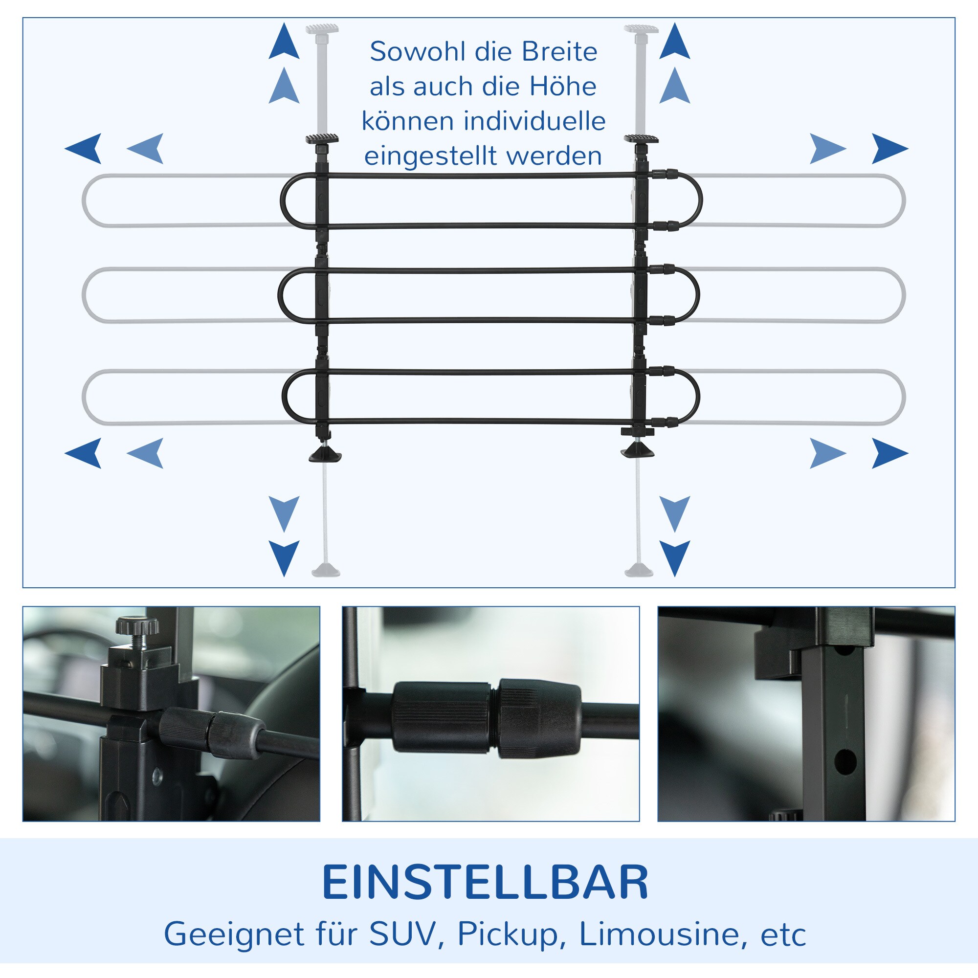 PawHut Hundeschutzgitter mit verstellbarer Funktion schwarz 89-150L x 9B x 76-124H cm