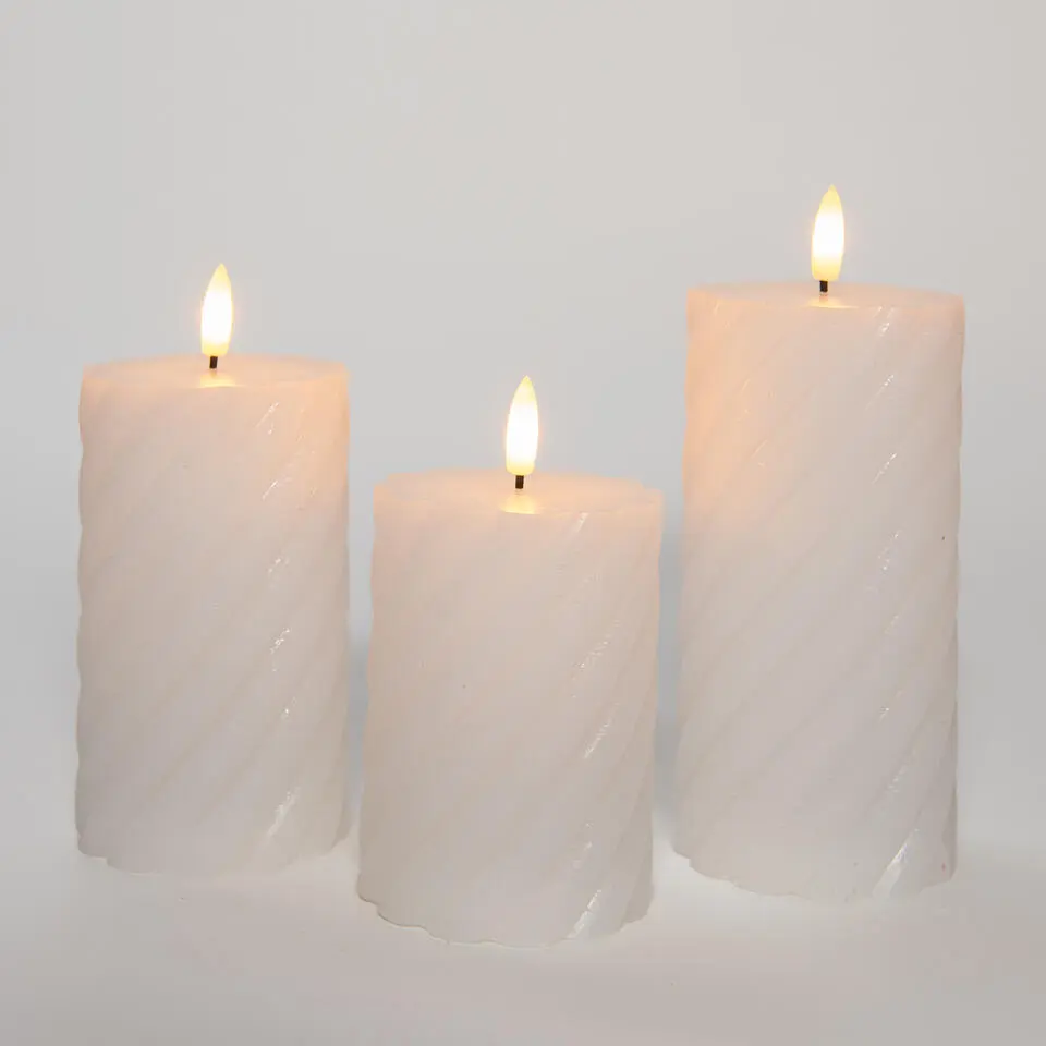 Anna Collection LED kaarsen - 3x - wit -swirl -afstandsbediening